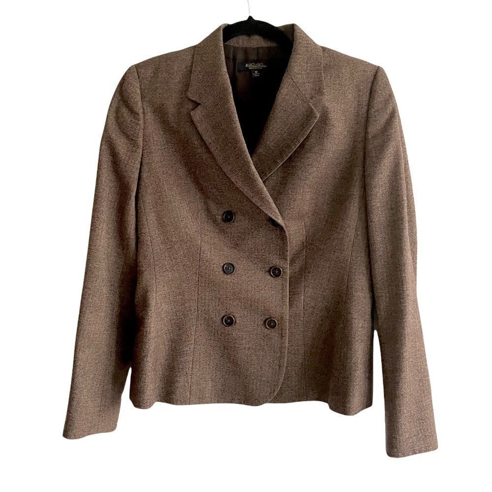 BROOKS BROTHERS Loro Piana Wool Double Breasted Blazer Jacket Italy Brown 10